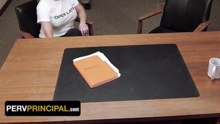Stepmom Is On The Phone With Stepson While She Is Riding His Principal’s Dick On The Guy’s Chair
