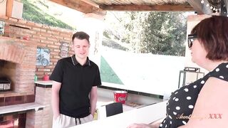AuntJudysXXX - Horny MILF on Holiday JoJo Seduces the Waiter