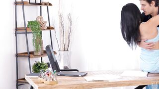 Busty Asian babe distracts guy from work for sex ????