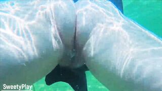 Stranger cum inside me on the beach. Creampie underwater