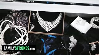 Kenna James Gets Caught Stealing by Her New Foster Parents and Agrees to Fuck Them for Money