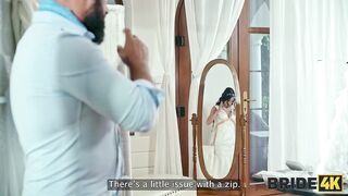 BRIDE4K. Little whore was fucked on the wedding salon couch while the groom was waiting next door