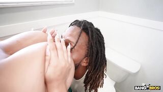 BANGBROS - Sexy Busty Step Sister Catches Her Step Brother Peeking At Her In The Shower & Teaches Him A Lesson - Sexy Ebony