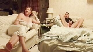 I jerk off to my stepmom while she watches a movie.