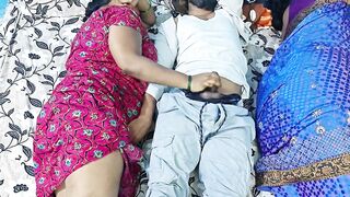 Stepson Shares a bed with his desi stepmom and her close freind,He got a chance to fucked both of them..