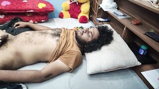 T shirt and tracks hand job and foot job by mallu couple, Mallu girl doing hand job to step brother