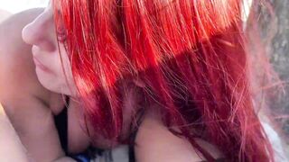 This redhead is so hot, she did this to me on the beach