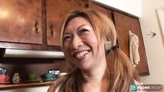 Happily Married Taiwanese Beauty Veronica Diddles Her Tight Cunt In Her Kitchen With A Vibrator